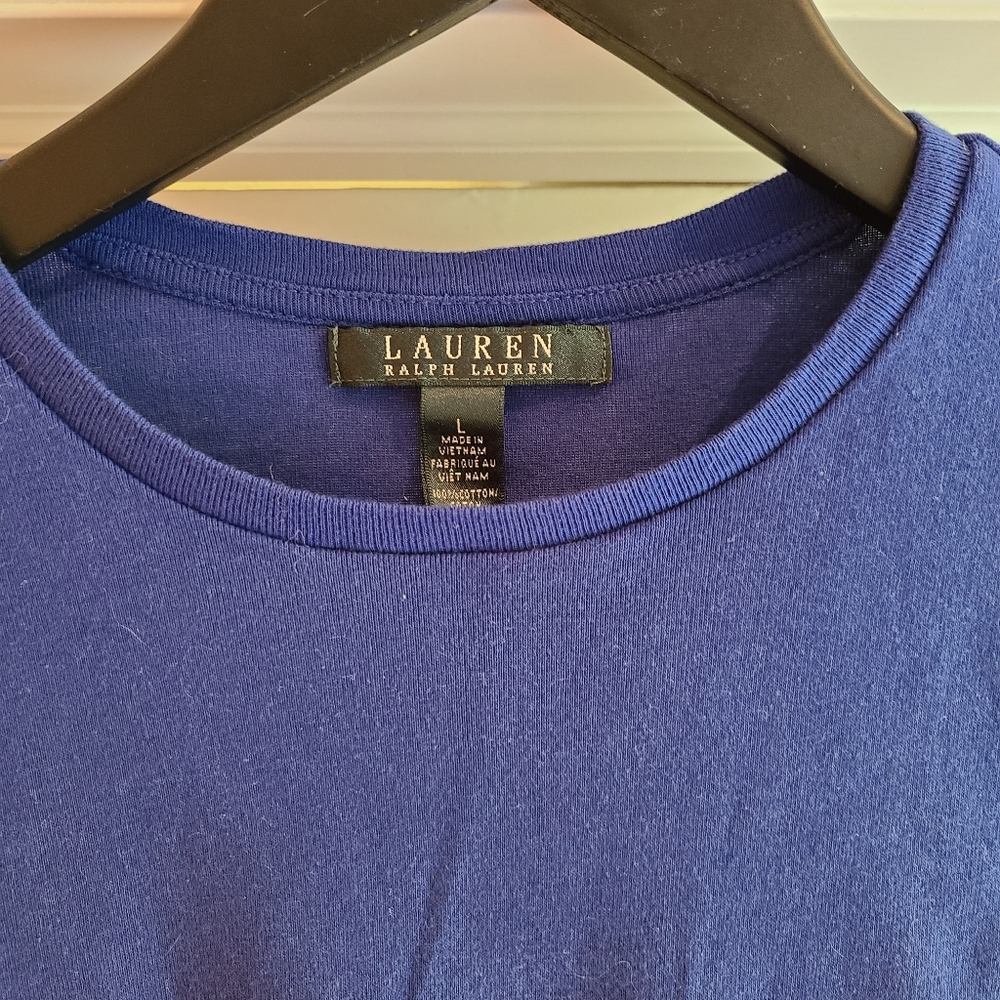 Blue Lauren Long-Sleeve Pullover Tee, 100% Cotton